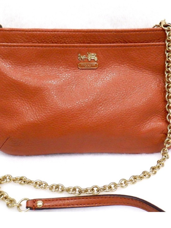 Coach Handbags - Coach Madison Isabelle crossbody brown leather bag & gold chain strap hardware.
